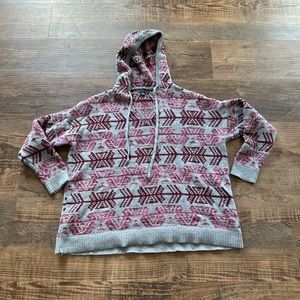 American Eagle Aztek Tribal Knit Sweater w/ Hood Size L